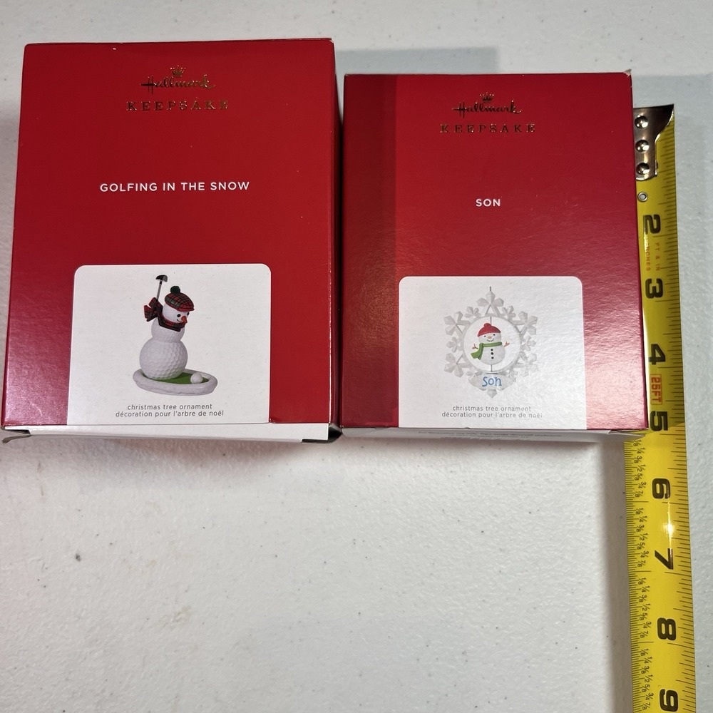 Hallmark Keepsake Ornaments Golfing In The Snow And Son Nib